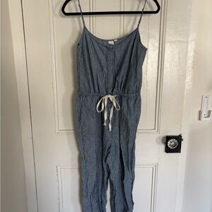 GAP PinStriped Blue Jumpsuit with Adjustable Waist
